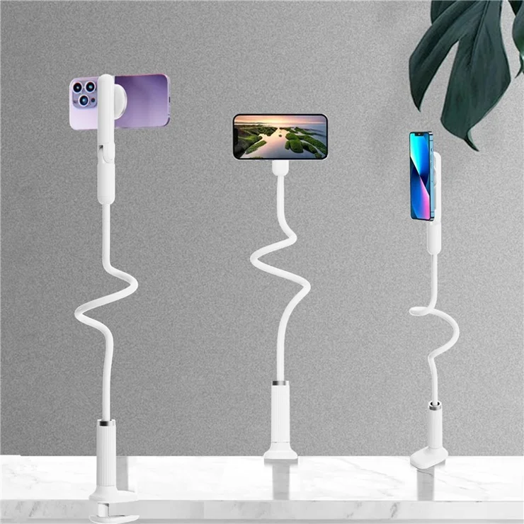 LR-062 90cm Flexible Arm Magnetic Phone Holder Desktop Bedside Clip-On Rotatable Stand
