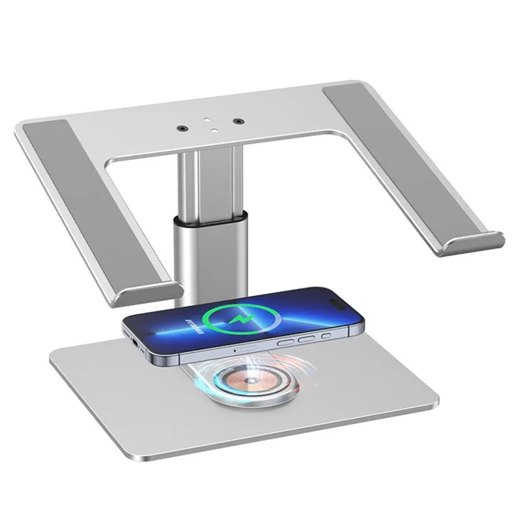 E7BW 15W Wireless Charger Aluminum Alloy Desktop Stand Laptop Riser - Black