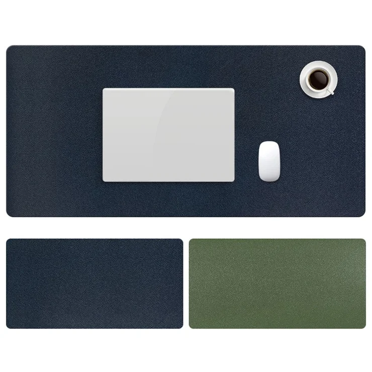 ZD02 80x40cm PU Leather Large Office Computer Desk Mat Double-sided Keyboard Mouse Pad - Royal Blue/Army Green