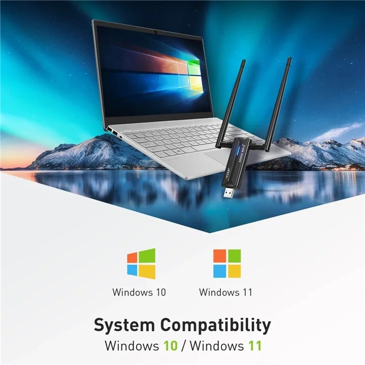EDUP EP-AX1672 AX3000 USB 3.0 WiFi 6E Network Adapter 2.4GHz / 5GHz / 6GHz MTK7921AU Chipset Network Connector
