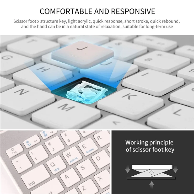 HM-04 Dual-Device Connection Bluetooth-compatible Keyboard for IOS Android Windows Phones/Tablets - Silver