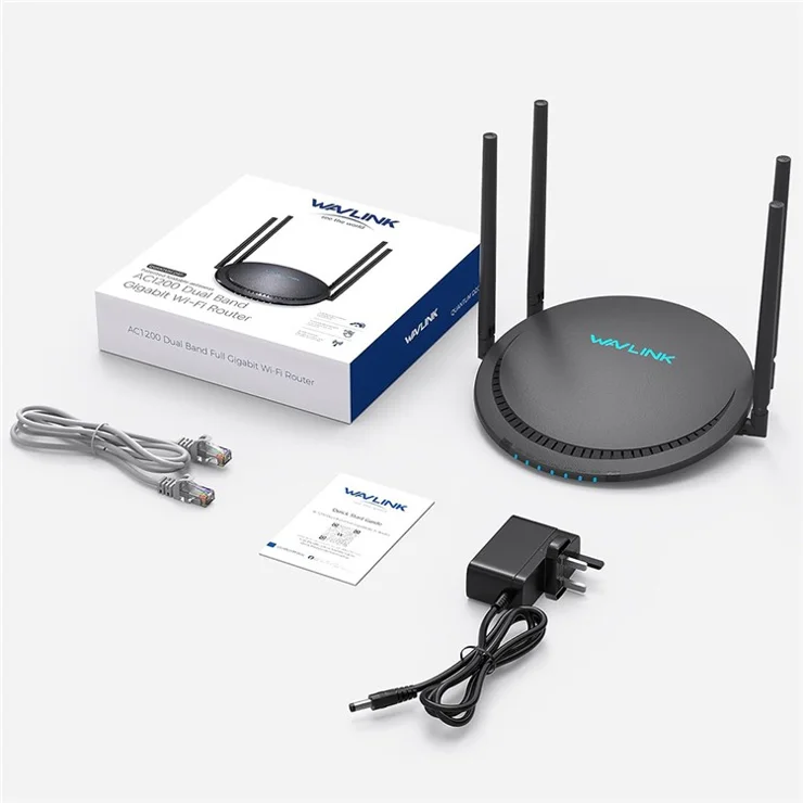 WAVLINK WS-WN531P3-B AC1200 Wireless Routers WAN / LAN Port Signal Booster Wireless Repeater with 4x5dBi Antennas - UK Plug