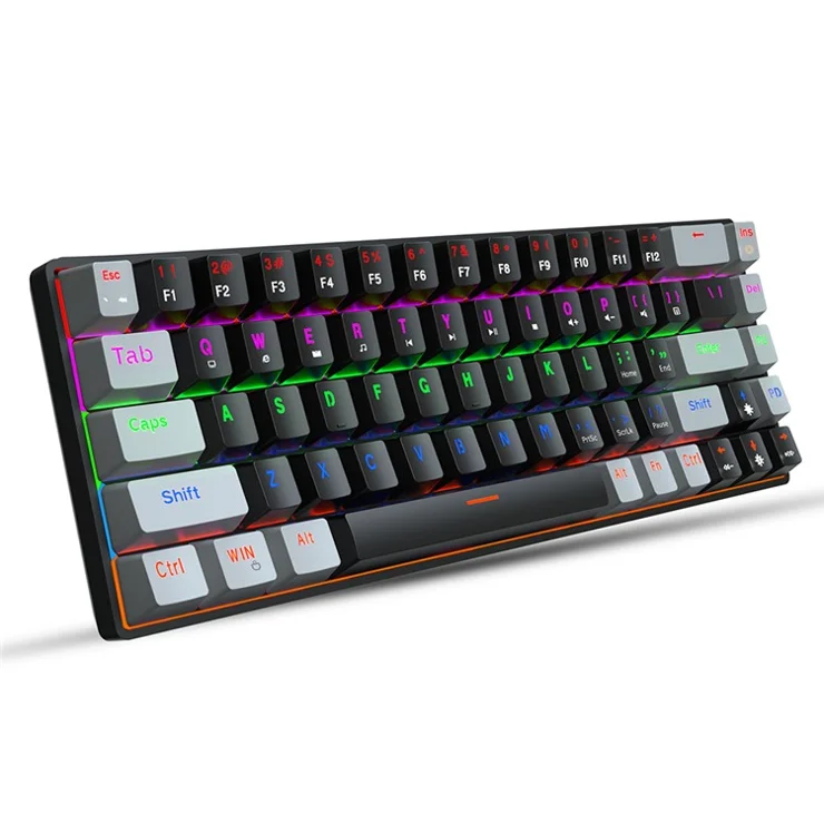 HXSJ V800 68 Keys Mechanical Keyboard with Backlit for Gaming Office - Black/Blue Switch