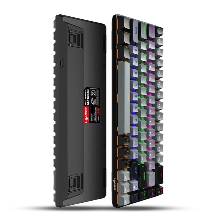 HXSJ V800 68 Keys Mechanical Keyboard with Backlit for Gaming Office - Black/Blue Switch