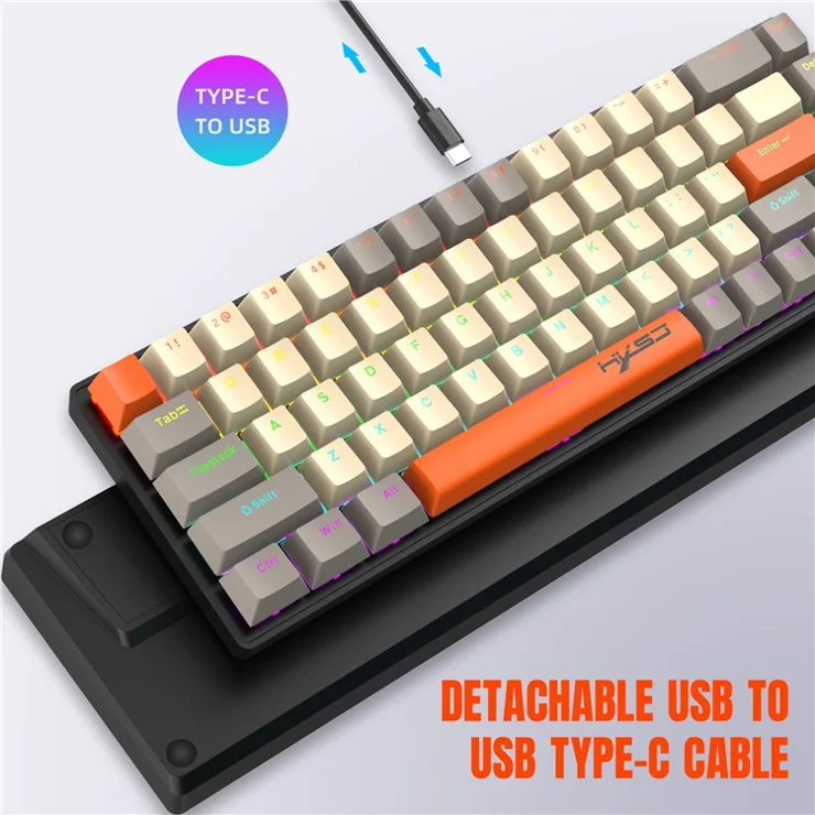 HXSJ K88 Gaming Keyboard 68 Keys Mechanical Wired Keyboard with LED Backlit