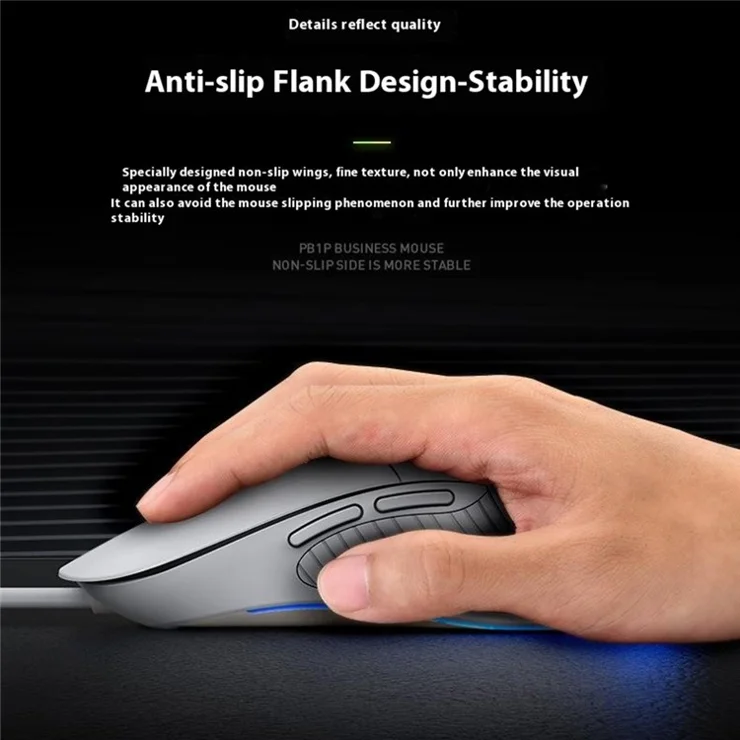INPHIC PB1 USB Wired Business Office Gaming Mouse Mute Macro Programming Computer Laptop Mice - White