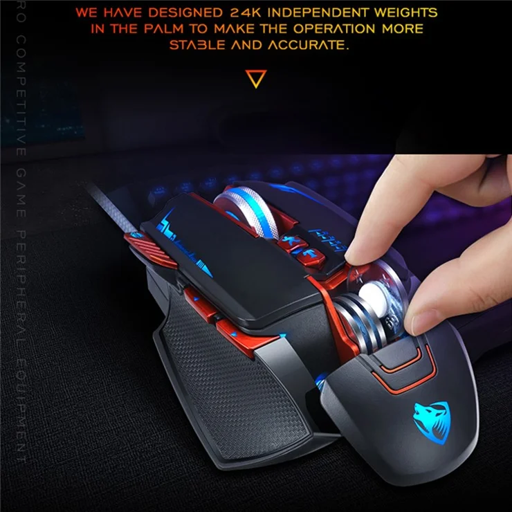 T-WOLF V9 Gaming Mouse Wired Illuminated Ergonomic Design with RGB Breathing Light - White