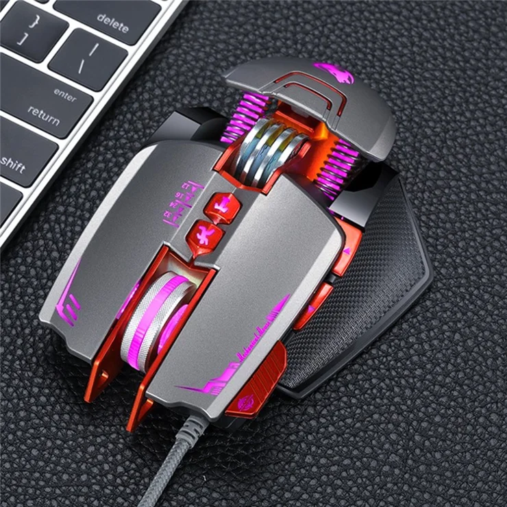 T-WOLF V9 Gaming Mouse Wired Illuminated Ergonomic Design with RGB Breathing Light - White