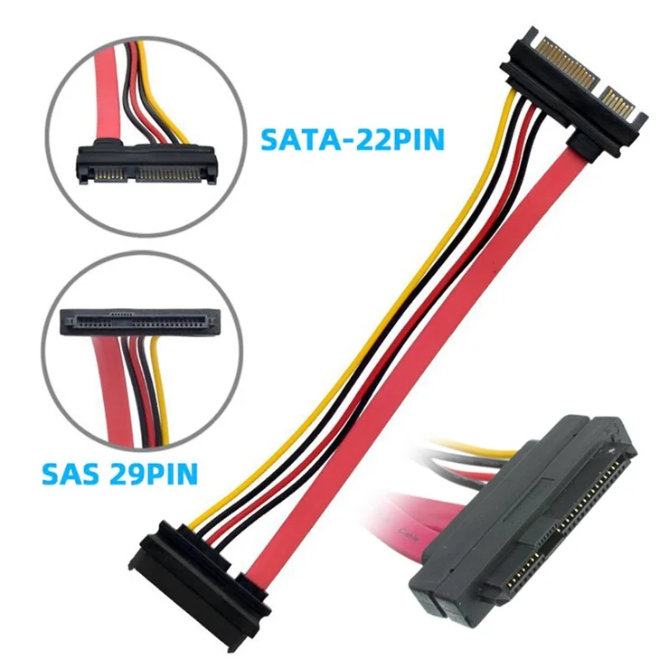 Cavo Adattatore SAS 29 Pin A SATA Con Alimentazione LP4 - 45 Cm Convertitore SFF 8482