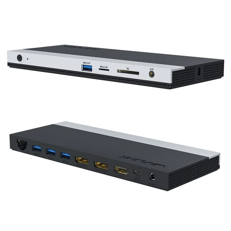 WAVLINK WL-UMD01 Docking Station Gigabit Ethernet / DP / HD Cable Converter USB3.0 Splitter Card Reader USB-C to DP / HD Adapter - EU Plug