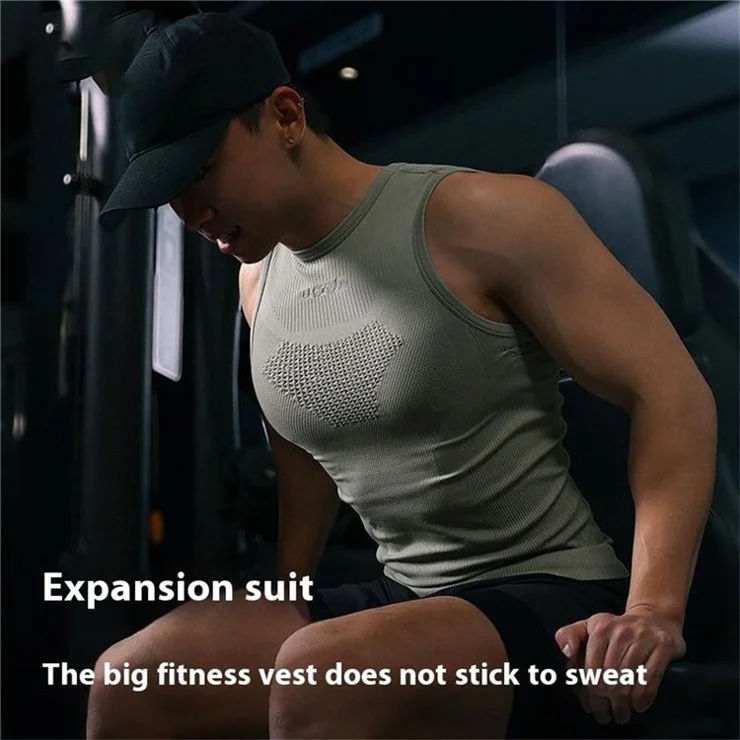GOLOVEJOY JS01 Summer Men Sleeveless Compression Tank Top Quick Dry Breathable Fitness Vest, Size XL - Green
