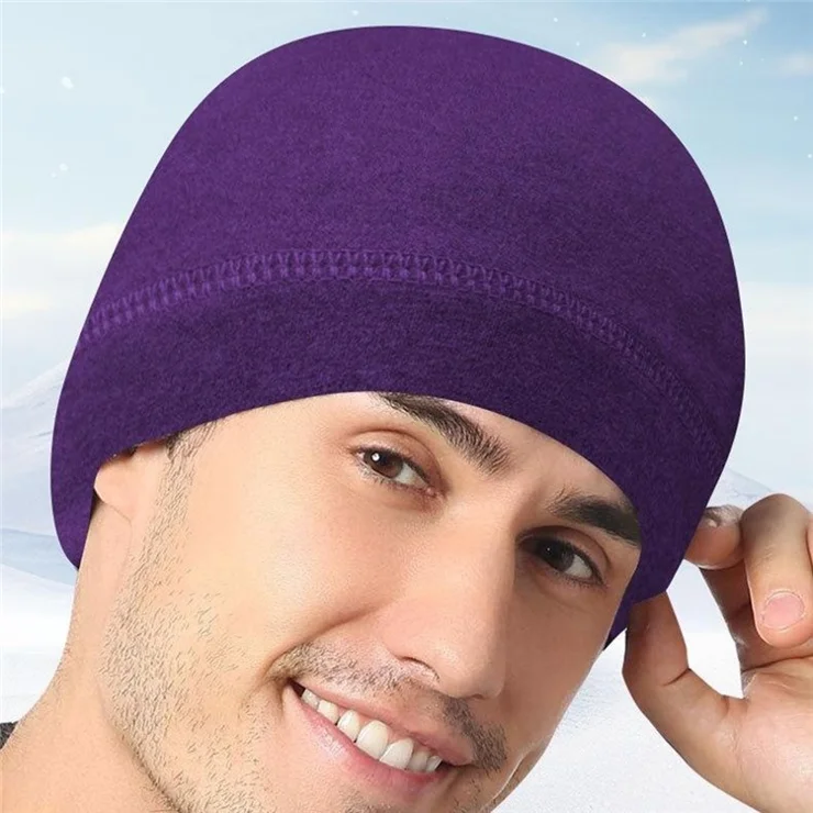 Outdoor Cycling Skiing Beanie Hat Ear Warmer Autumn Winter Windproof Helmet Liner Cap - Black
