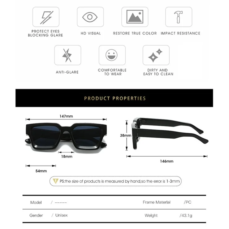 229402 Oversized Square Sunglasses for Men Women Retro Driving Glasses Shades Eyewear - Transparent Grey / Black Grey