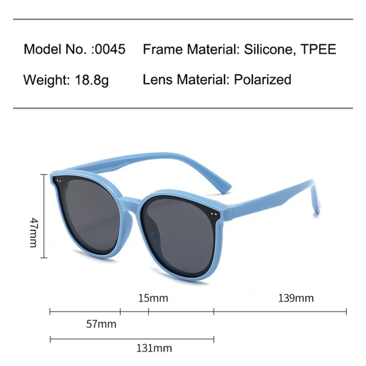 3-10 Years Kids Polarized Sunglasses Soft TPEE Frame Eyewear Sun Glasses - Grey
