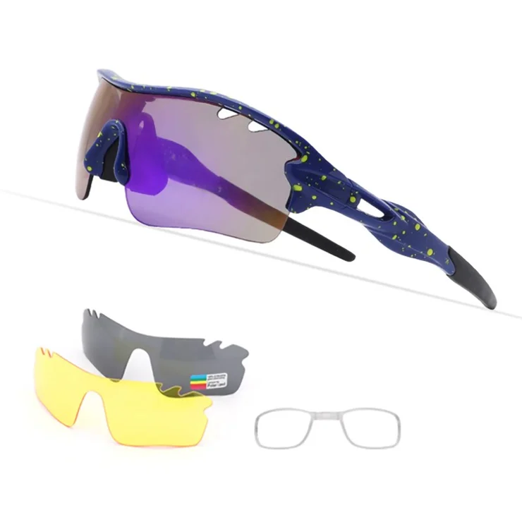 3-10 Years Kids Sports Polarized Sunglasses Cool Cycling UV Protection Sun Glasses with 3 Interchangeable Lenses - Sky Blue