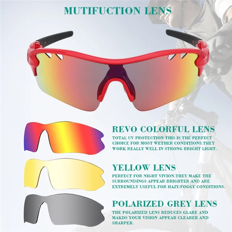 3-10 Years Kids Sports Polarized Sunglasses Cool Cycling UV Protection Sun Glasses with 3 Interchangeable Lenses - Sky Blue