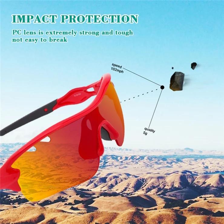 3-10 Years Kids Sports Polarized Sunglasses Cool Cycling UV Protection Sun Glasses with 3 Interchangeable Lenses - Red