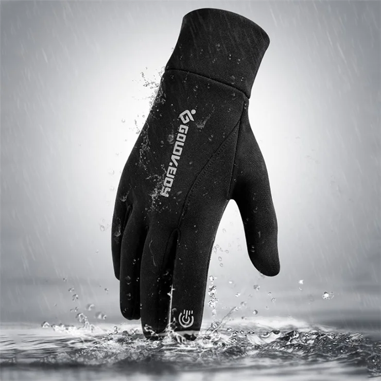 GOLOVEJOY DB70 1Pair Winter Cycling Anti-Slip Warm Gloves Touchscreen Motorcycle Gloves for Outdoor Sports - Black / L