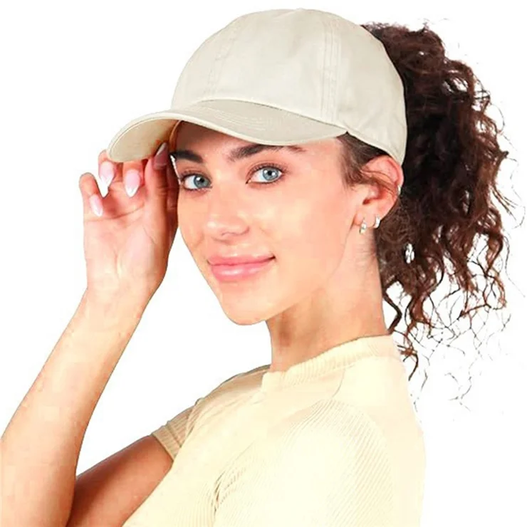 Fashion Adult Magnetic Ponytail Holder Baseball Cap Moisture Wicking Sports Sun Hat for Hiking Golf - Navy Blue