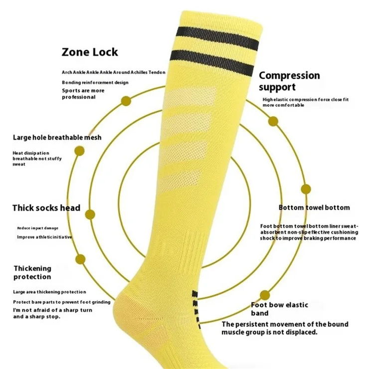 A5139 1 Pair Soccer Socks Striped Design Football High Tube Sports Socks, Size: S - White / Blue