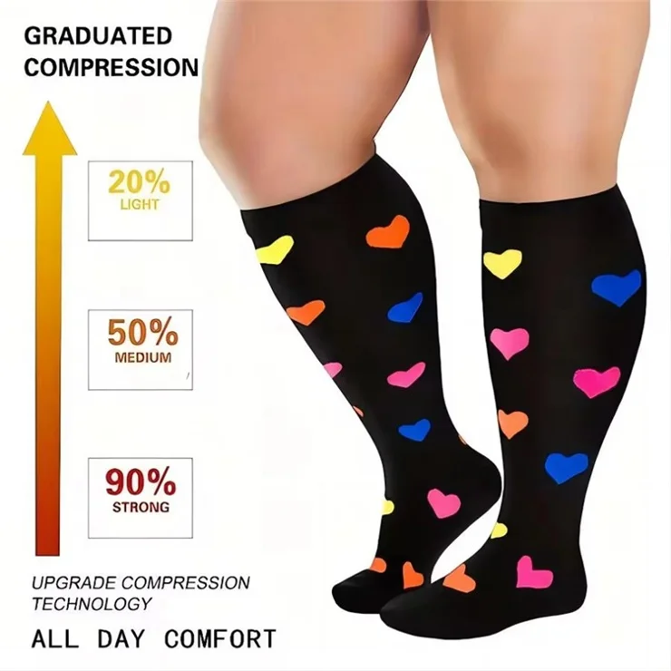 A5141 1 Pair Plus Size Fitness Socks Running Extra Width Socks for Men and Women - Blue ECG / 3XL