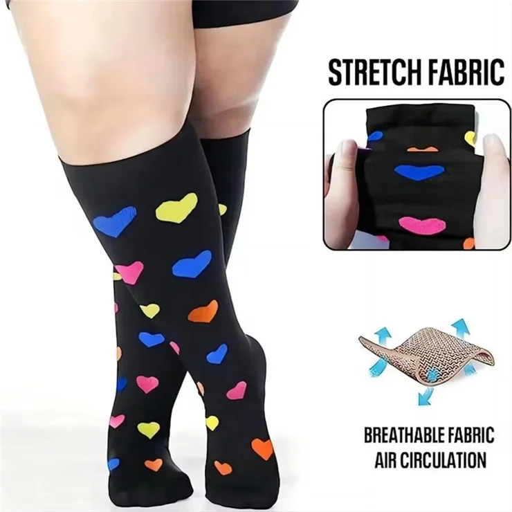 A5141 1 Pair Plus Size Fitness Socks Running Extra Width Socks for Men and Women - Gradient Blue / 2XL