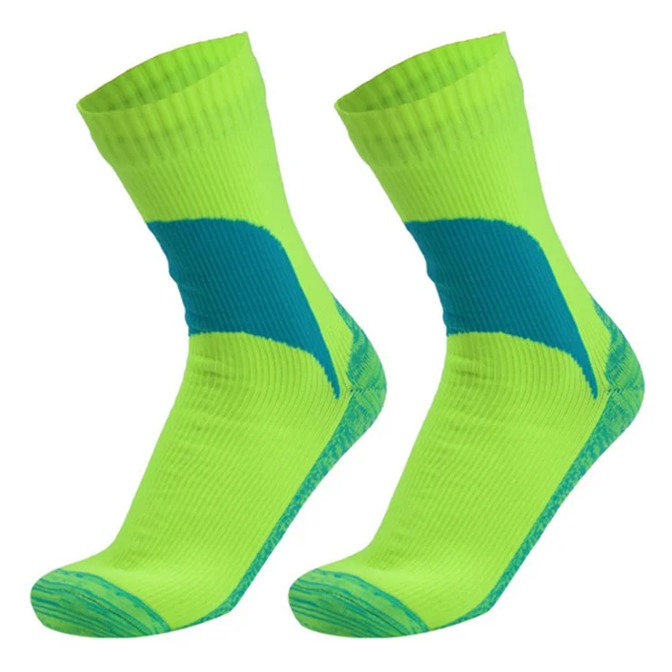 1 Pairs Breathable Waterproof Socks Medium Tube Unisex Hiking Fishing Wading Socks, Size: L (43-46) - Green Mixed