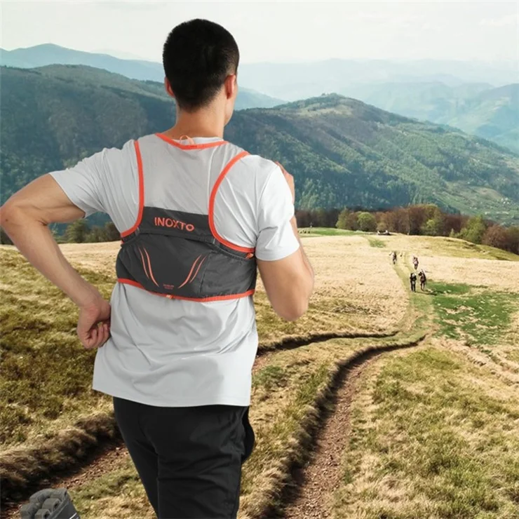 OUTDOOR INOXTO 3.5L Running Vest Backpack Lightweight Phone Water Bottle Holder Hiking Cycling Backpack Size L - Dark Grey / Orange