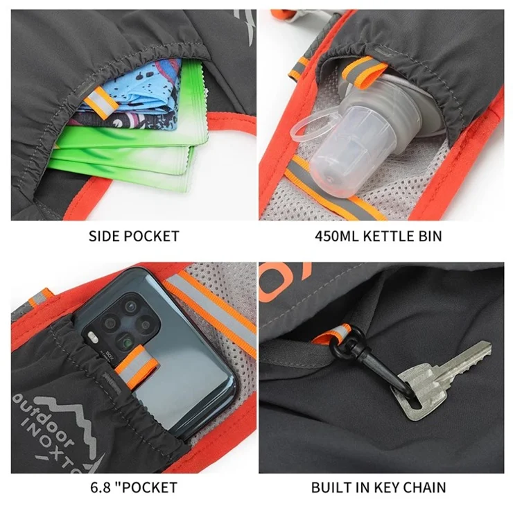 OUTDOOR INOXTO 3.5L Running Vest Backpack Lightweight Phone Water Bottle Holder Hiking Cycling Backpack Size L - Blue
