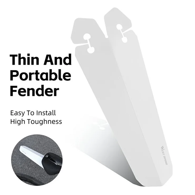 WEST BIKING YP0714033 1Pc Lightweight Road Bike Mudguard High Strength Plastic Bicycle Fender - White