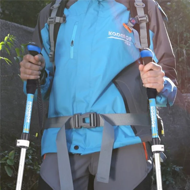 KODENOR 5-Section Aluminum Alloy Trekking Pole Camping Hiking Walking Stick for 145-170CM Height People - Blue