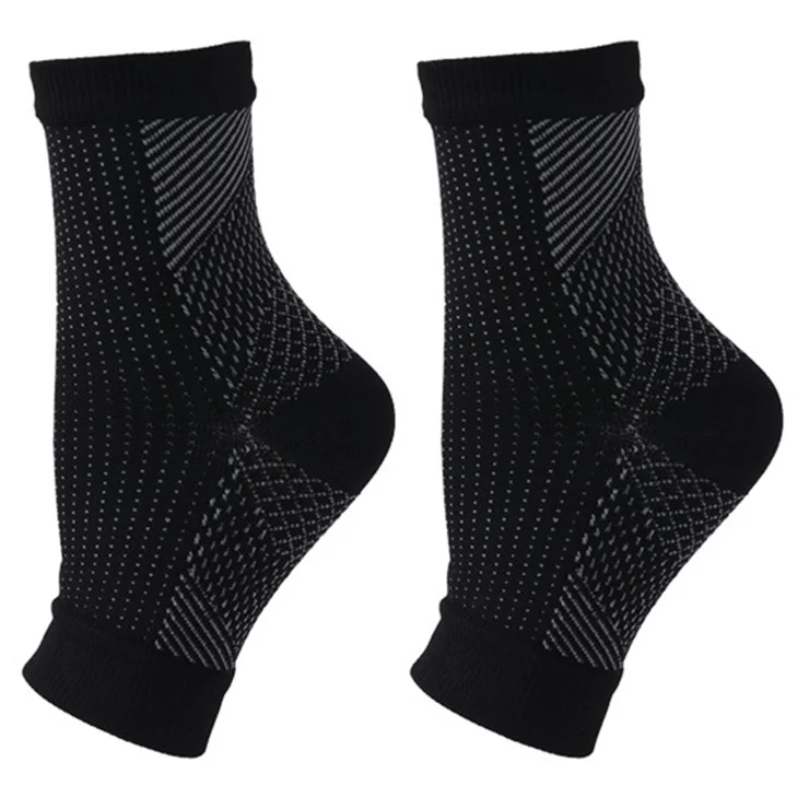 1 Pair XXL Size 45 and Above Compression Socks Women Half-Foot Ankle Support Elastic Socks for Fitness Skipping Cycling - Black + White