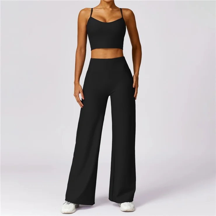8526 Quick Dry Ribbed Women V Neck Sports Vest Backless Yoga Workout Crop Top - Black / M