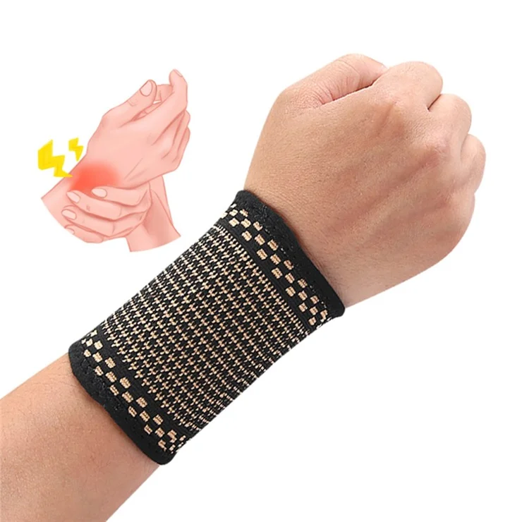 099 Nylon Copper Fiber Wristband Elastic Compression Wrist Protection Band Knitted Wrist Guard - L
