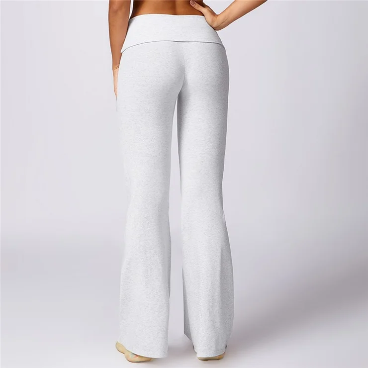 8713 Women Flared Trousers High Waist Hip Lifting Long Pants for Running Yoga - Light Grey XL