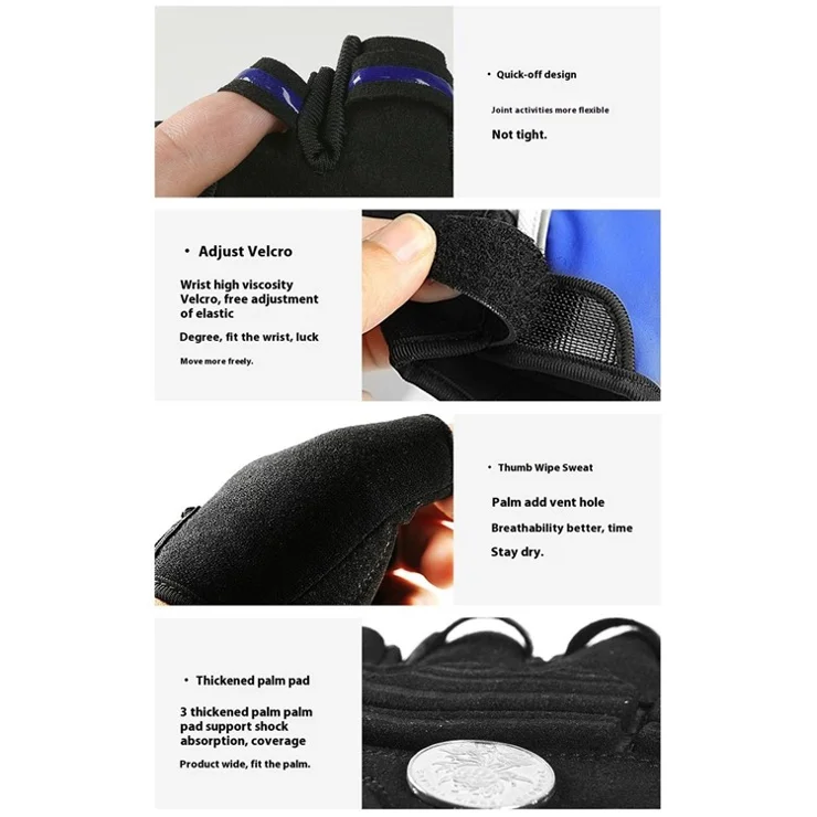 VILICO A0114 1 Pair Breathable Half Finger Cycling Gloves Shock Absorbing Mittens for Men Women - Black / XL