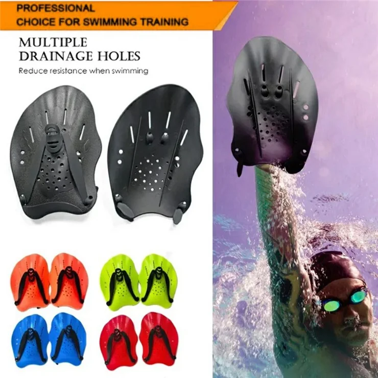 F004 1 Pair Swimming Hand Paddles Water Sports Training Aid Correction Webbed Gloves for Adults , Size L - Fluorescent Green