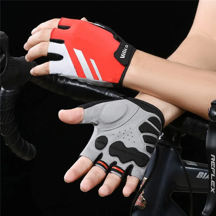 VILICO A0066V 1 Pair Size L Cycling Fitness Fishing Outdoor Sports Gloves Shock Absorbing Anti Slip Half Finger Gloves - Blue