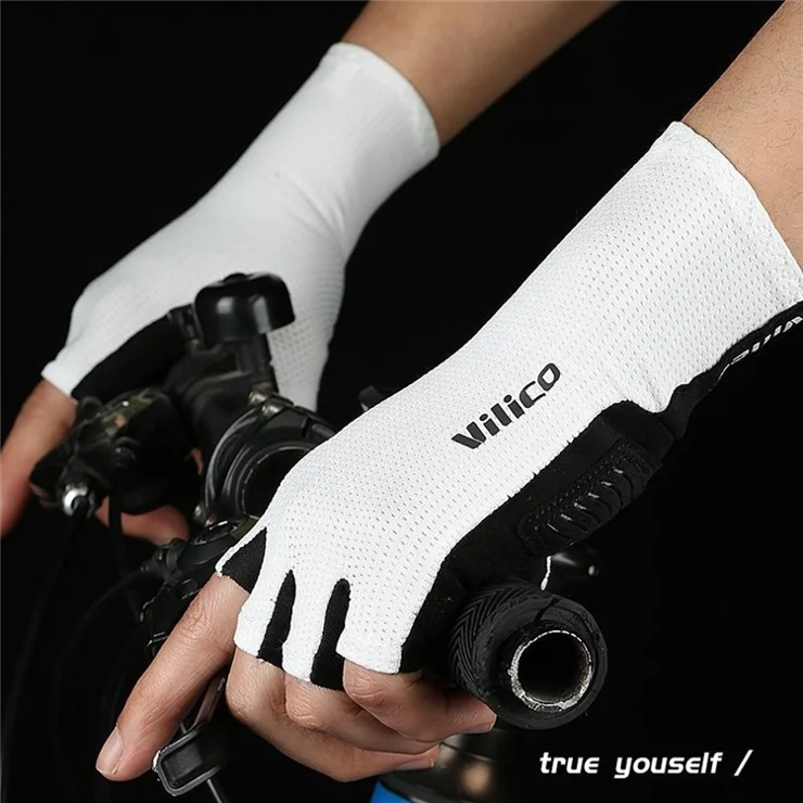 VILICO A0106 1 Pair Size M Outdoor Cycling Fishing Gloves Half Finger Shock Absorbing Breathable Bike Gloves - Black
