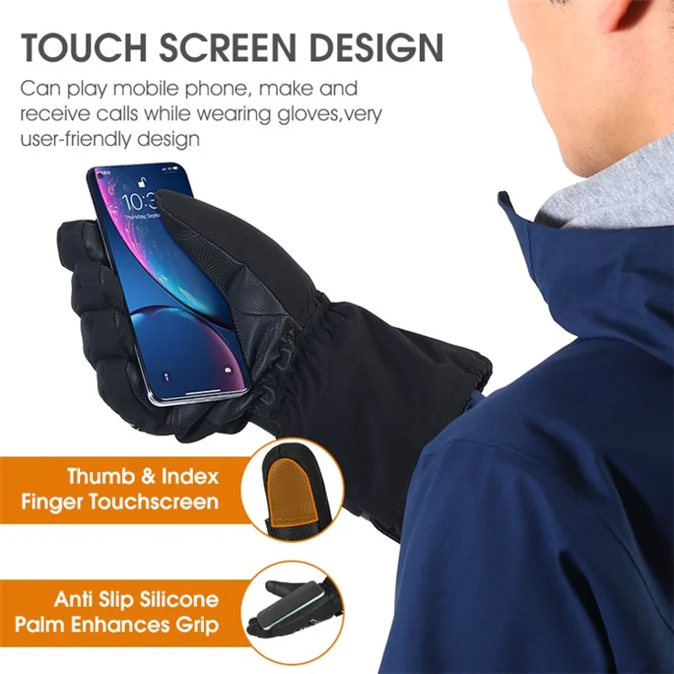 WEST BIKING YP0211224 1 Pair Winter Electric Heating Full-Finger Gloves Touch Screen Waterproof Warm Cycling Mittens - L