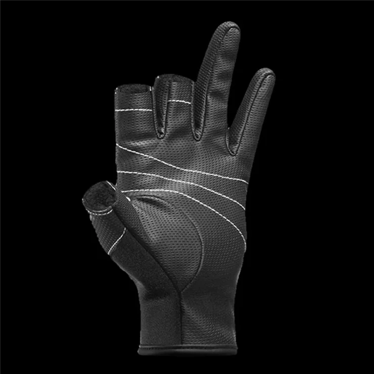 KYNCILOR A0062 Fishing Gloves Men Women 3 Cut Fingers Neoprene Mittens Non-slip Cycling Gloves - Black/L