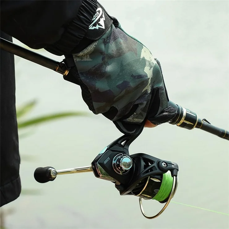 GOLOVEJOY DB68 1 Pair Fishing Gloves with 3 Flip Caps Anti-Slip Mittens for Fishing Cycling Outdoor Sports - Green / L