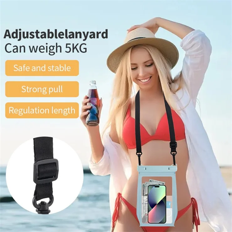 Extra Large Waterproof Phone Dry Bag for 8.2-inch Phone IPX8 Underwater Phone Protector with Lanyard - Blue