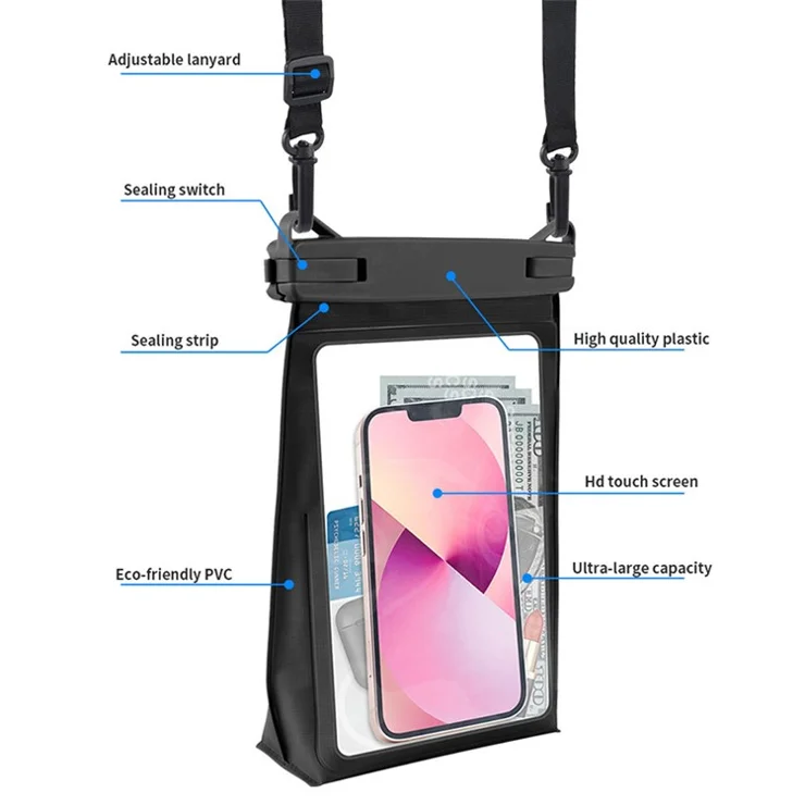 Extra Large Waterproof Phone Dry Bag for 8.2-inch Phone IPX8 Underwater Phone Protector with Lanyard - Blue