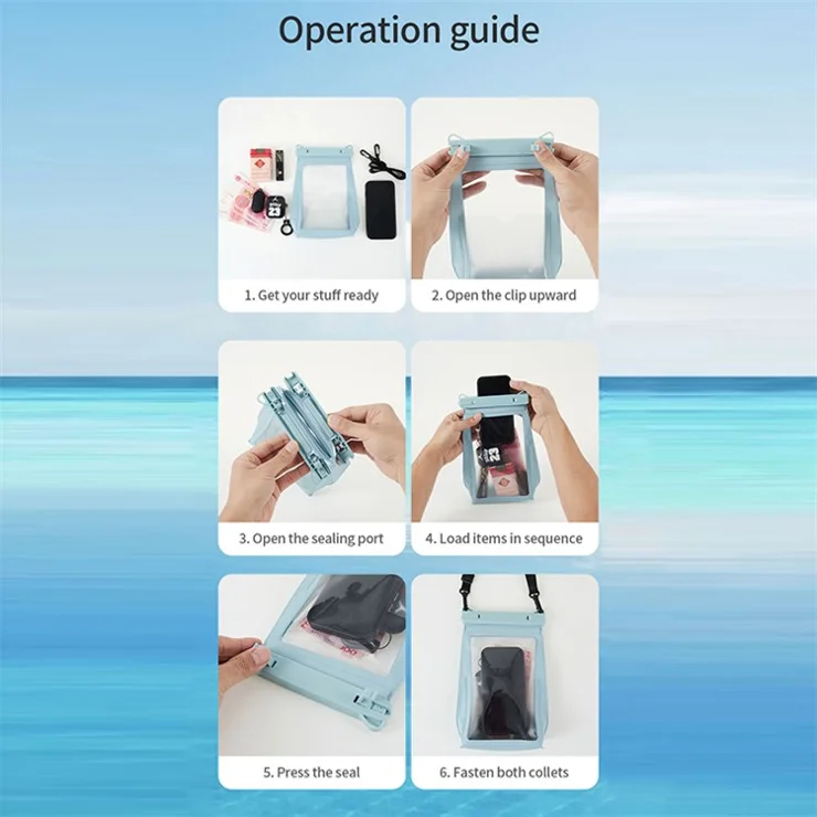 Extra Large Waterproof Phone Dry Bag for 8.2-inch Phone IPX8 Underwater Phone Protector with Lanyard - Blue