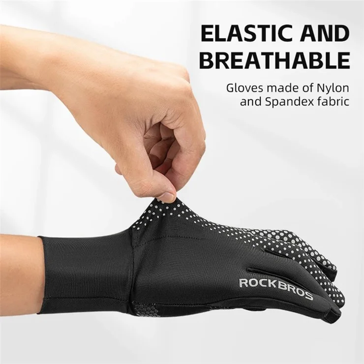 ROCKBROS S343 1 Pair Outdoor Cycling Full Finger Gloves Breathable Anti-skid Touch Screen Gloves - Black M / L