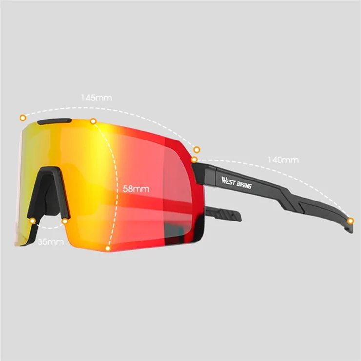 WEST BIKING YP0703135 Bike Racing Glasses Windproof Polarized Goggles Sunglasses - Black/Grey