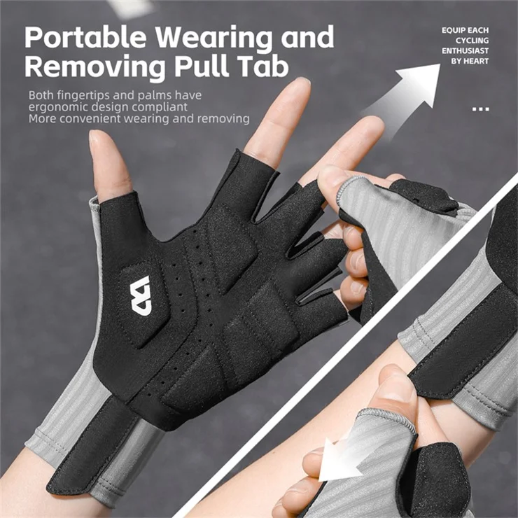 WEST BIKING YP0211247 1 Pair Anti-skid Cycling Gloves Unisex Bike Breathable Half Finger Gloves - Grey L