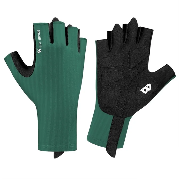 WEST BIKING YP0211247 1 Pair Anti-skid Cycling Gloves Unisex Bike Breathable Half Finger Gloves - Green XXL