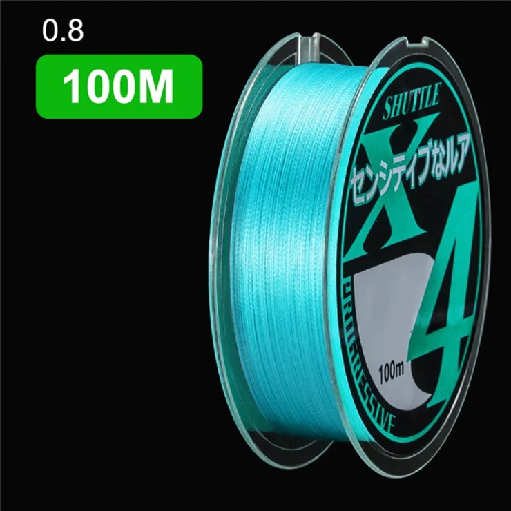 100m Length 4 Strands Fishing Line Lake Blue Abrasion Resistant PE Braided Fishing Wire - 0.8